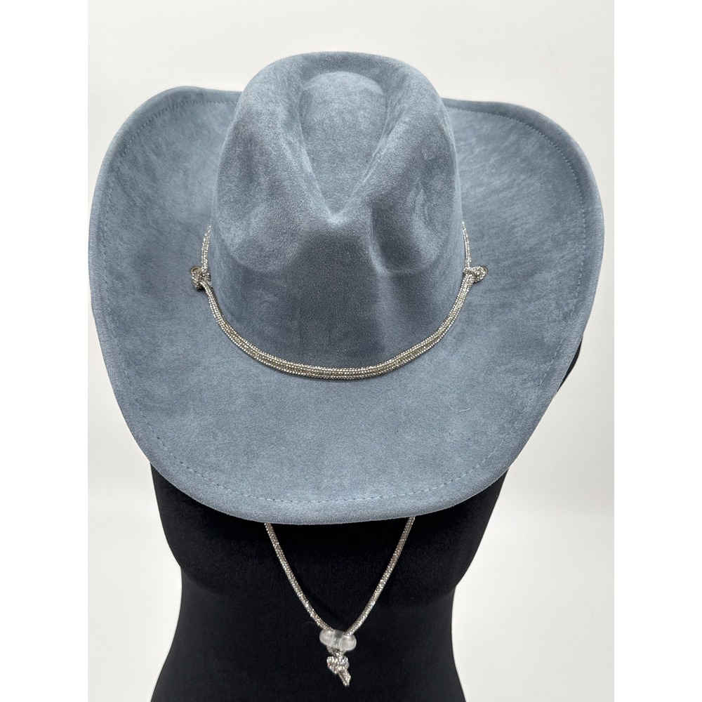 Blue Faux Suede Rhinestone Cowboy Hat Western Festival Glam MMT8945BL NWT